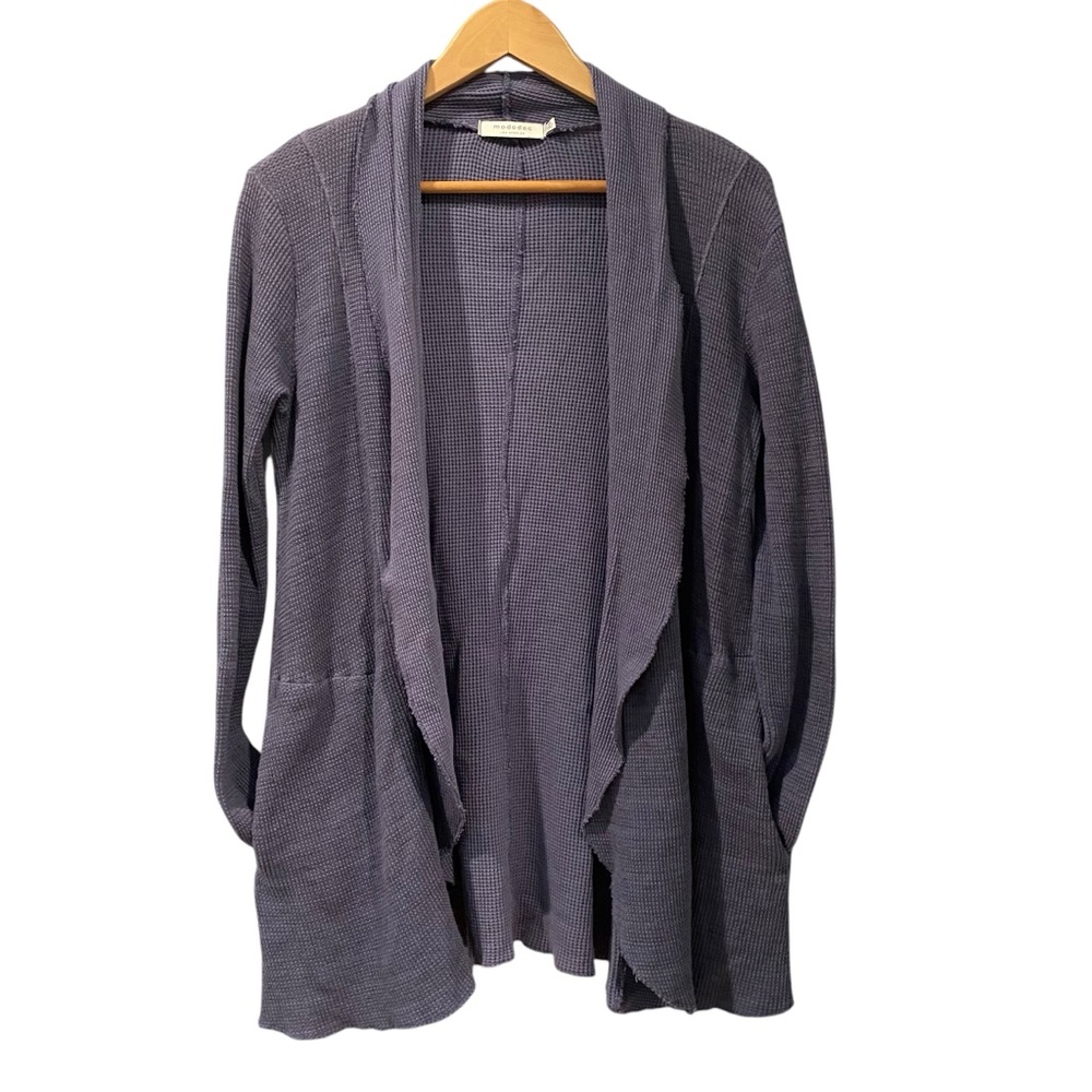 Mododoc Los Angeles Dusty Blue Casual Relaxed Pockets Knit Open Cardigan XS